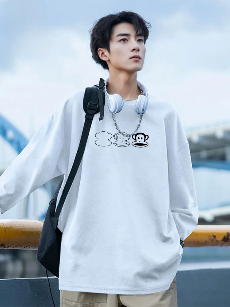 

Spring 2025 ex White Long Sve T-irt Versatile Inner Wear Base Layer irt Cotton Breathable Print Design