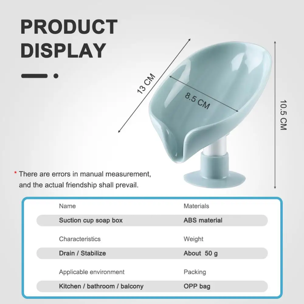 リーフ型石鹸ケース、吸盤付き、石鹸ボックス排水、滑り止め石鹸ホルダー、ランドリー石鹸皿、収納プレートトレイ、バスルームガジェット