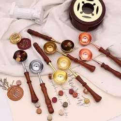Sealing Wax Spoon With Vintage Wooden Handle Rosewood Lacquer Spoon Seal Stamp Craft Tool Handmade Wax Melting Spoons