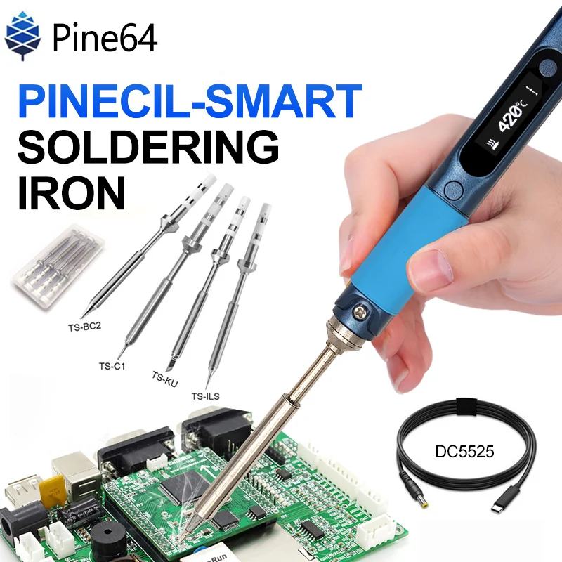 

Pine64 интеллектуальный портативный электрический мини-умный паяльник с постоянной температурой Pinecil-BB2 BC2 KU C1 жало с кабелем DC5525