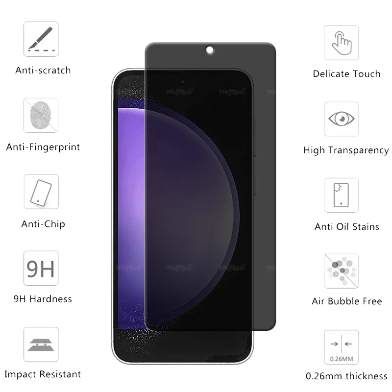 4 sztuki dla Samsung S24 FE Szkło Samsung Galaxy S24 FE Szkło hartowane Prywatność Osłona antyszpiegowska Klej Ochrona ekranu Samsung S24 FE