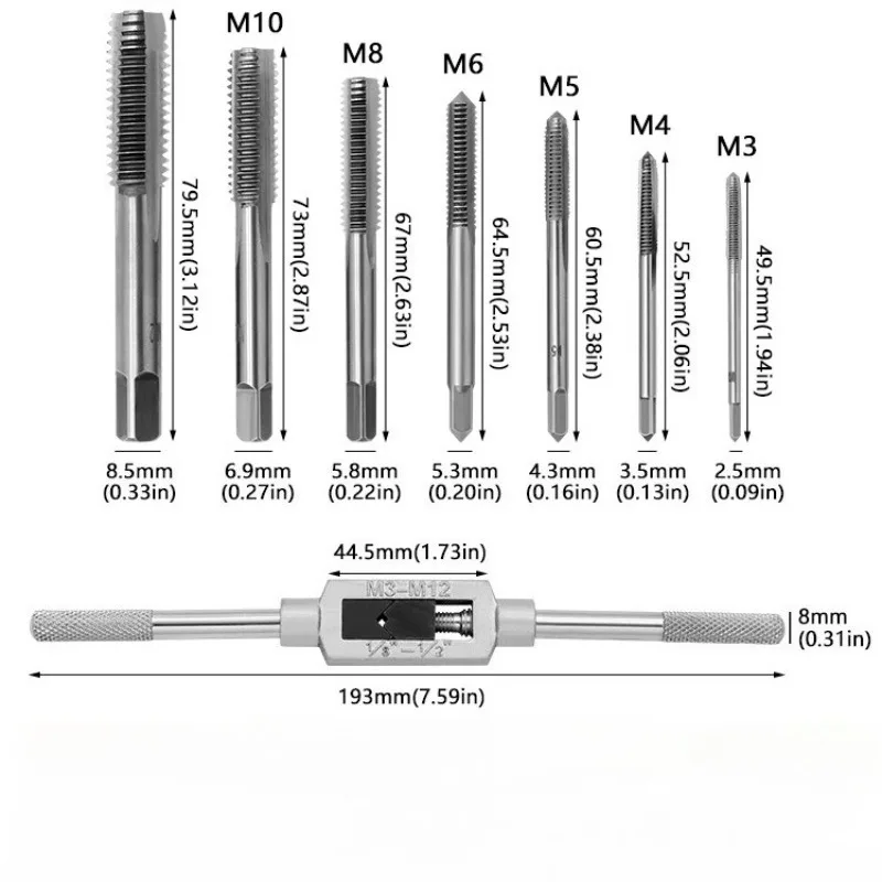 M3-M12 قابل للتعديل T-مقبض وجع الموضوع مقبض حامل الصنبور مخرطة وجع عالية السرعة الصلب متري التوصيل الصنابير مجموعة أدوات التنصت #2