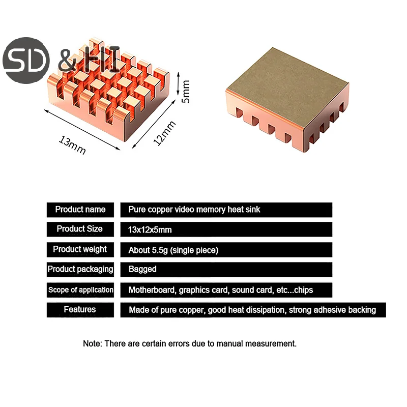 1/8pcs For Motherboard Graphics Card Sound Card Chip Small Heatsink Graphics Memory Heat Sink Pure Copper Heat Sink