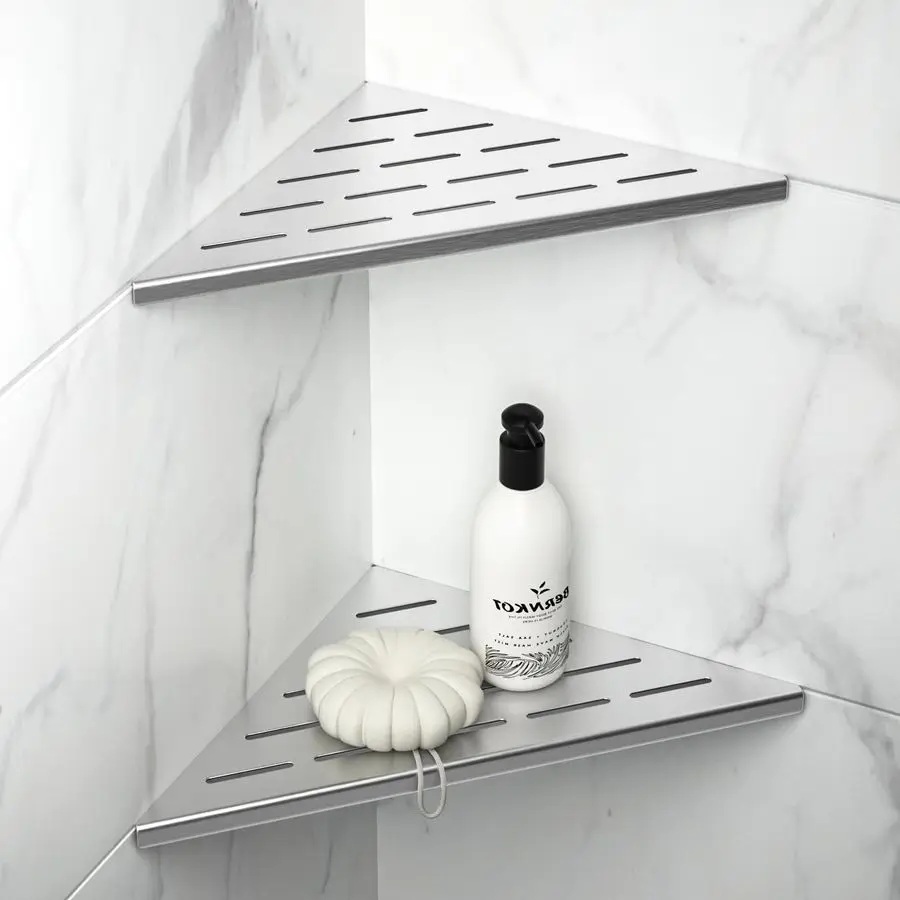 

Corner Shower Shelf 2PCS, 304 Stainless Steel Grout in Shelves for Tiled Wall, Recessed Bathroom Shelves 10, Silver