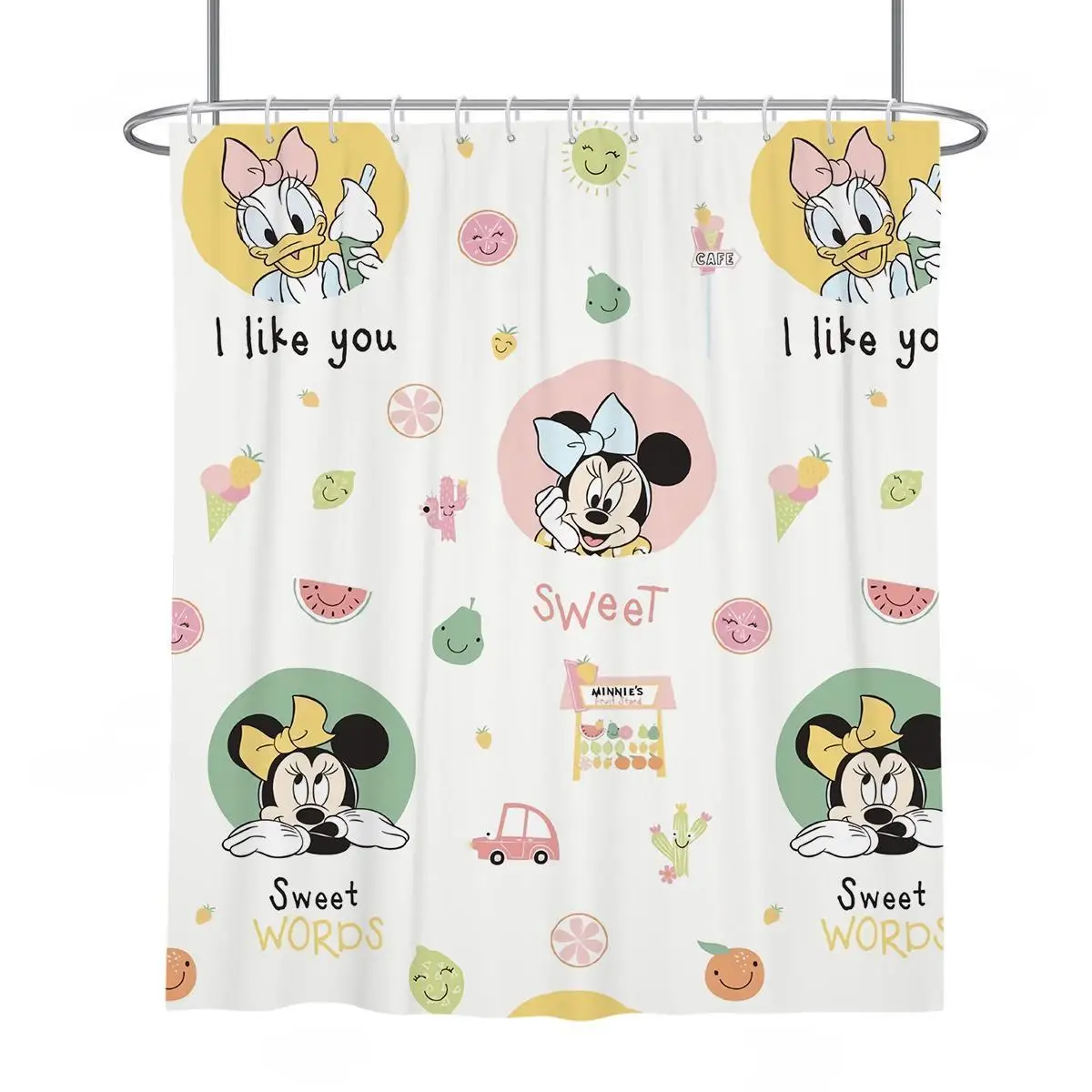 

Mickey Mouse Shower Curtains Waterproof Bath Curtains for Bathroom Anime Cartoon Print Polyester Bathing Cover with 12 Hooks