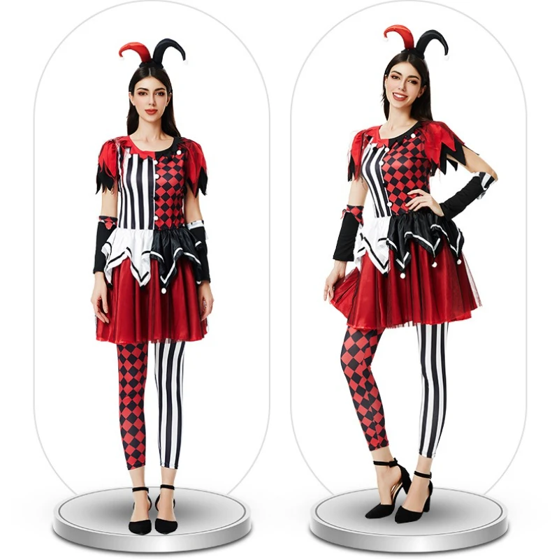 

Multiple Lady Circus Clown Costume Crazy Naughty Harlequin Joker Roleplay Cosplay Carnival Halloween Fancy Dress Party
