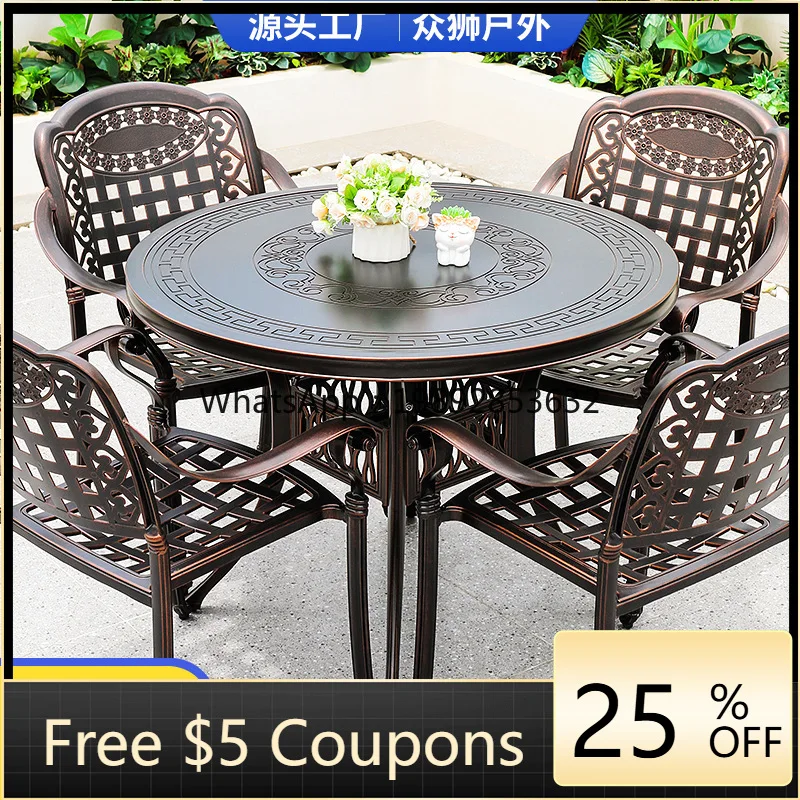 

LYY Outdoor and Set Full Cast Aluminum Carved Table Top Cast Aluminum Leisure Simple Courtyard Garden Outdoor Display