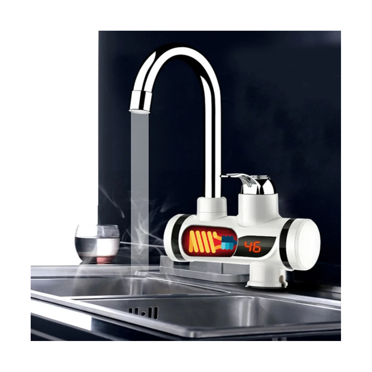 Scaldabagno istantaneo Cucina elettrica Rubinetto dell'acqua calda Rubinetto del riscaldatore Rubinetto del riscaldamento freddo Scaldabagno senza serbatoio Spina europea