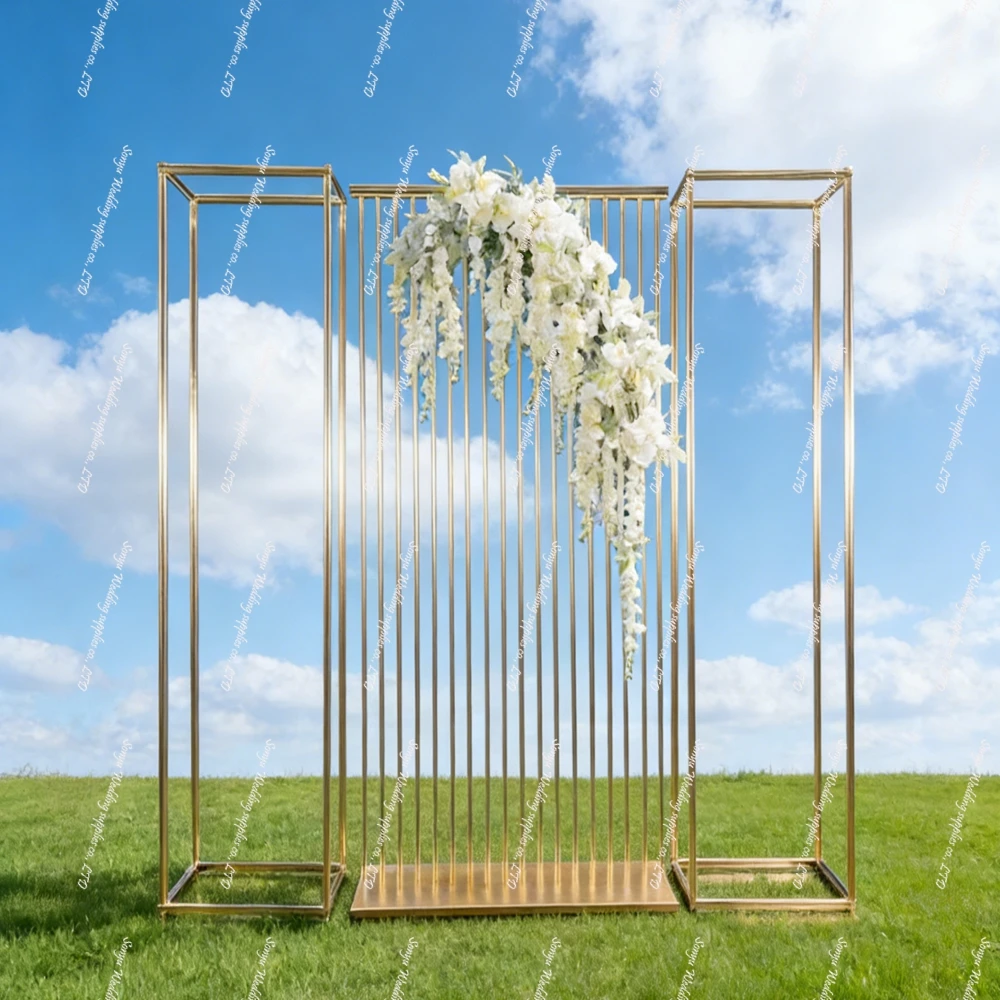 

3 шт. позолоченная свадебная цветочная арка, металлическая подставка, уличная церемония, фон, арка, центральные детали для вечеринки, цветок, дверная рама, декор