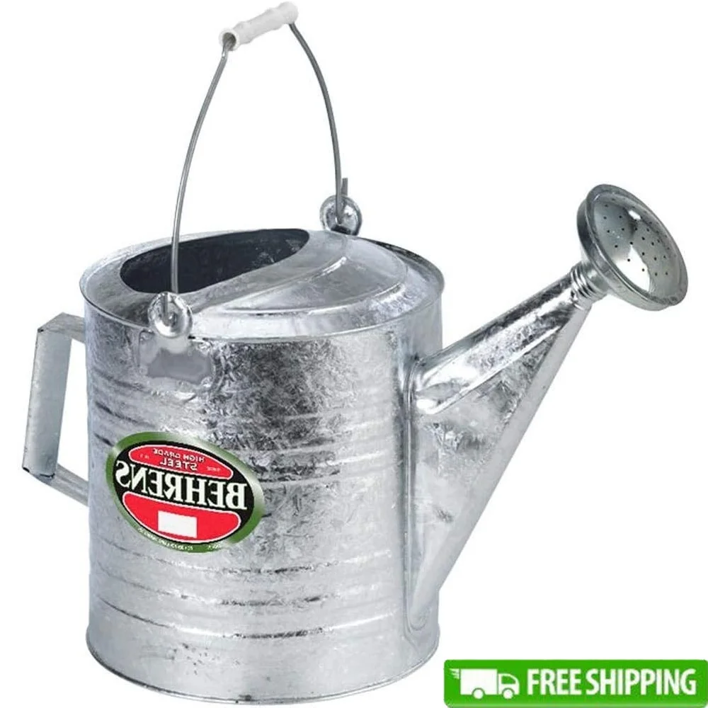 

Durable 2-Gallon Steel Watering Can Vintage Metal Watering Pot Weather Resistant Classic Gardening Tool Outdoor Plant Care