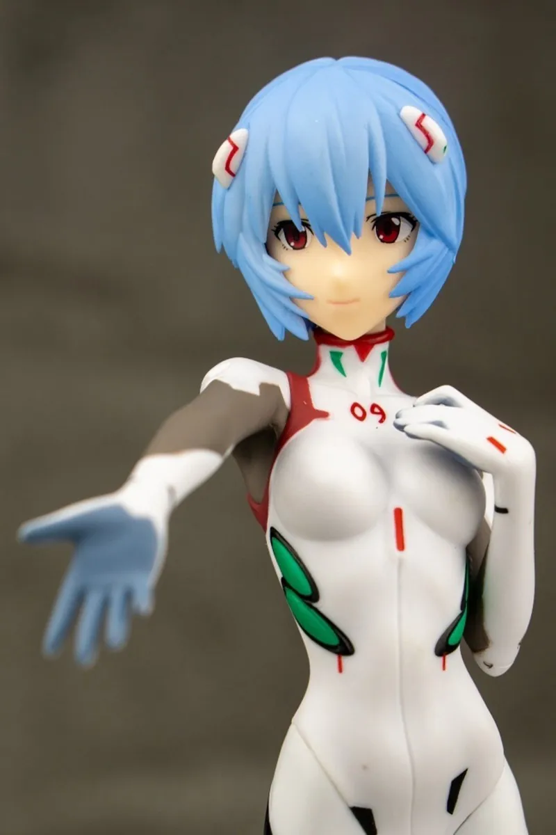 Anime Terno De Batalha Branco Action Figure Toy Modelo, NEON GENESIS EVANGELION Ayanami Versão Teatral, Cabelo Curto Alcançando, Modelo de Brinquedo