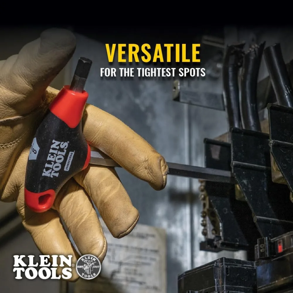 مجموعة مفاتيح سداسية بمقبض على شكل حرف T مكونة من 10 قطع مع شفرات وحامل تخزين، ومجموعة مفاتيح ألين بمقاسات SAE بوصة