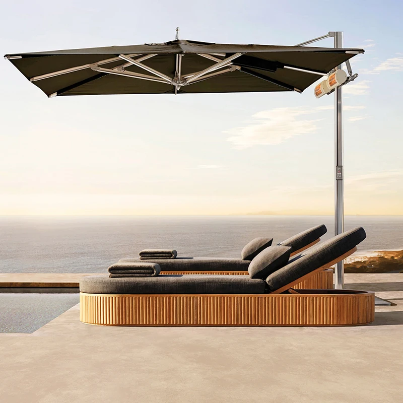 

Patio Outdoor Teak Sofa Balcony Outdoor Sun Room Terrace Solid Wood Waterproof Sunscreen Leisure Furniture