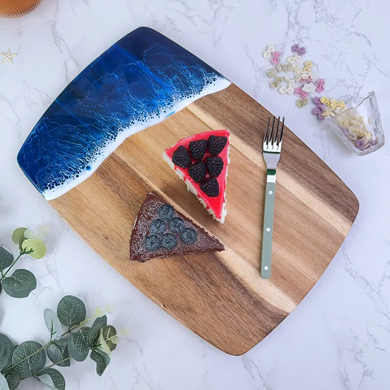 

Christmas Tree Resin Acacia Wood Cutting Board - Steak Cheese Fruit Cutting Board, Home Kitchen Creative Cutting Board