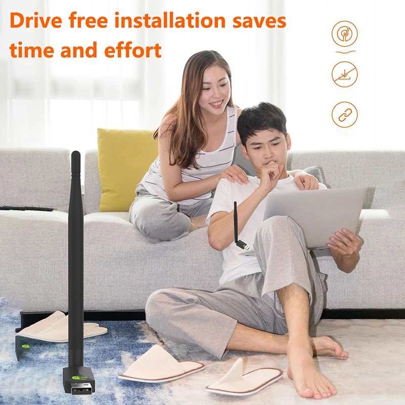150Mbps WIFI 어댑터 무선 네트워크 카드 MT7601 5dbi USB WiFi 어댑터 LAN Wi-Fi 수신기 동글 안테나 802.11n PC Windows용
