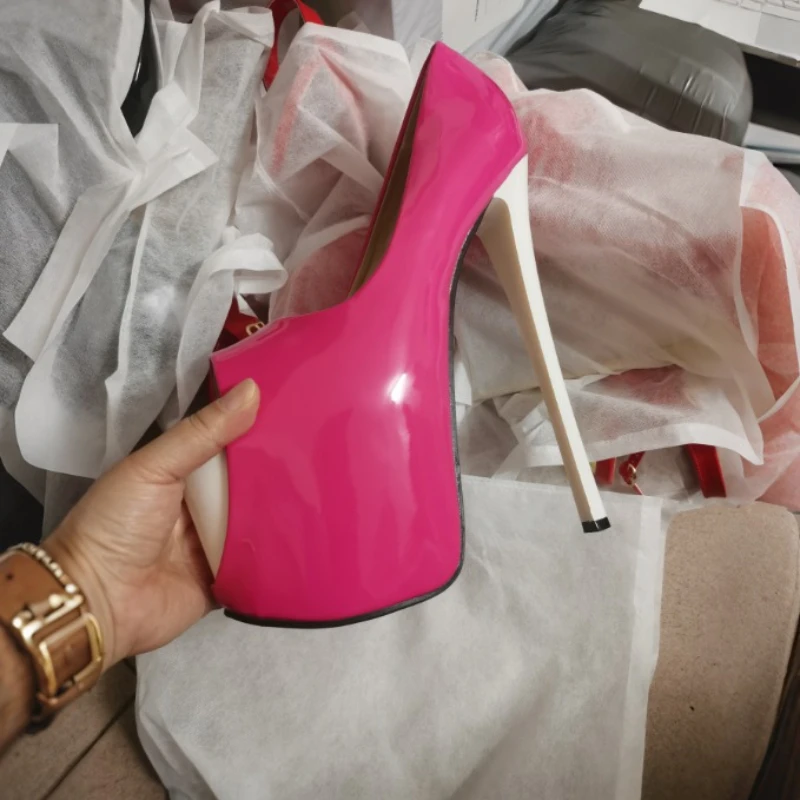 

Летние туфли на платформе с открытым носком на шпильке 19 см, женская обувь на тонком высоком каблуке, женские туфли для подиума, туфли для танцев на пилоне, большие размеры 47 48 49 50