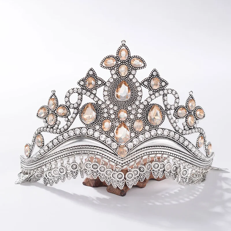 Headdress Bridal Crown Baroque Alloy Diamonds Large Crown Crown Headdress Cockatoo Wedding Accessories for Women Costumes