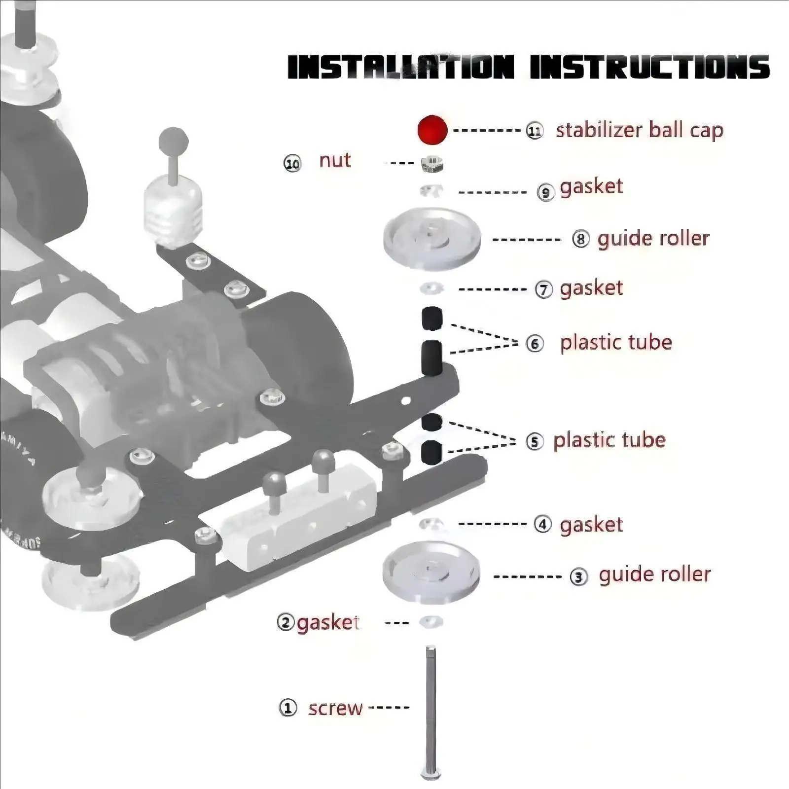 Rodillos guía de letras de 19mm para Tamiya 2021 J-CUP Mini 4WD modelo de coche 95148 |   2 piezas de mejora |   Se adapta al modelo de coche 4WD