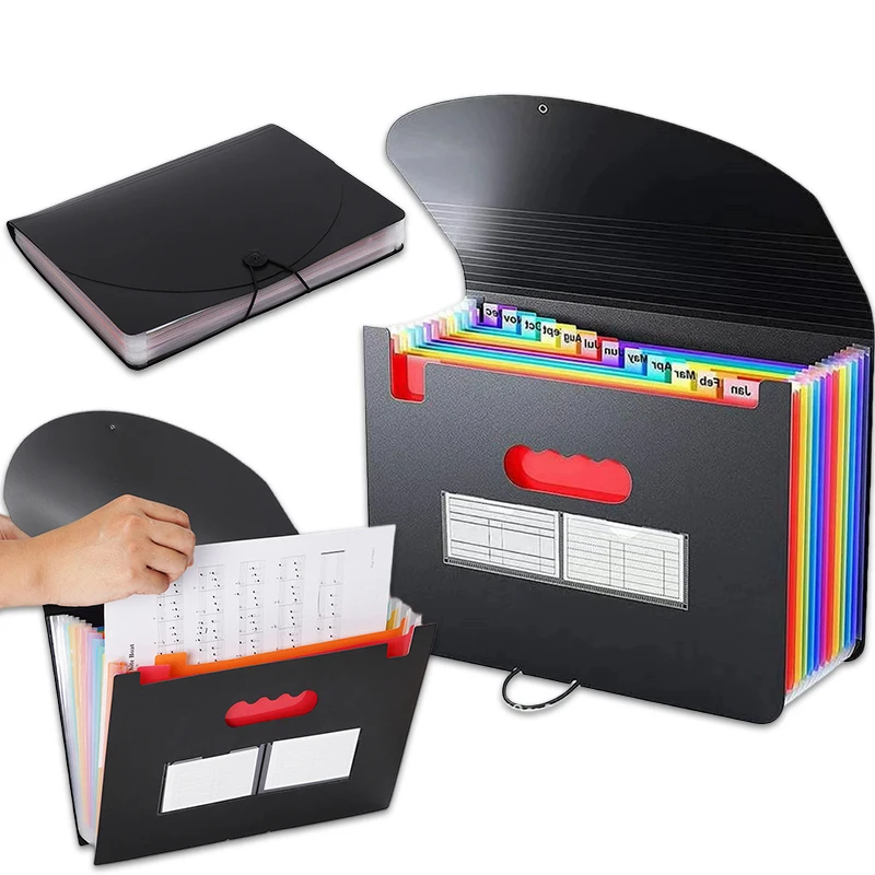 Erweiterbarer Aktenordner mit 13/25 Fächern, Akkordeon-Aktenorganisator/tragbare, erweiterbare Aktenbox aus Kunststoff, Akkordeon-Rechnung/Papier