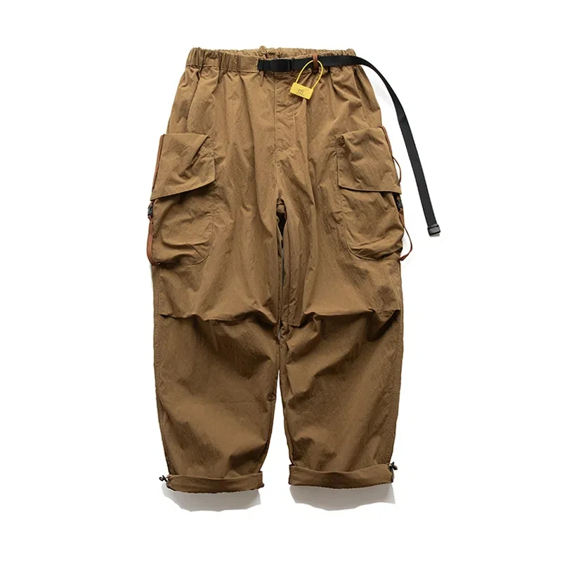 ملابس جبلية خارجية وظيفية للرياح للرجال متعددة الجيوب واسعة الساق سراويل غير رسمية فضفاضة