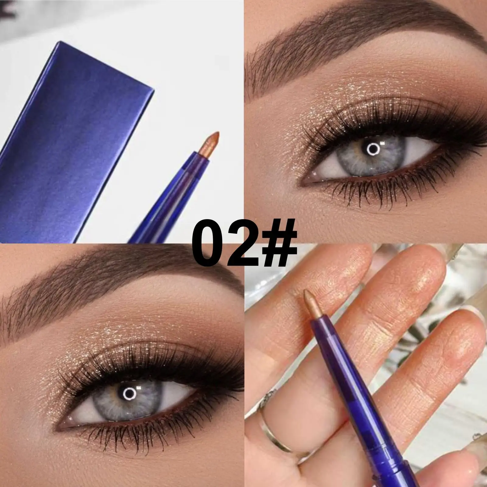 1 lápiz de sombra de ojos delineador de ojos resistente al agua brillante, antimanchas, sedoso, iluminador, púrpura/azul/verde, adecuado para maquillaje de escenario