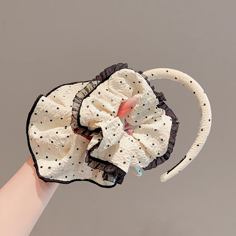 2025 جديد الأطفال أناقة الدانتيل حلية واسعة مرونة العصابات الشعر طفل الفتيات منقطة الشعر هوب رباطات إكسسورات شعر الأطفال