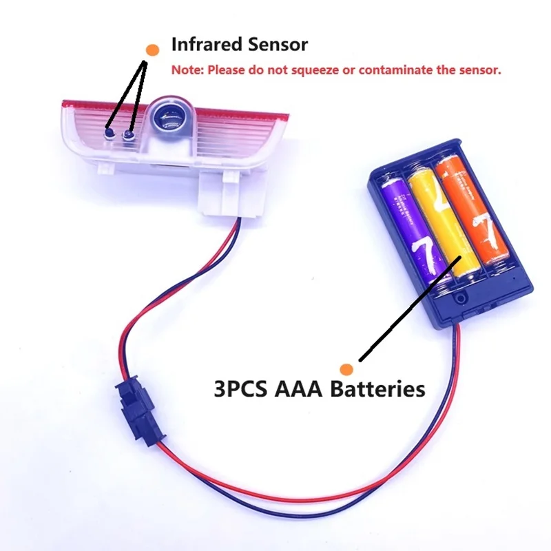 LED-Türbeleuchtung Batteriebetrieben für VW Passat B6 Golf5 6 7 Jetta MK5 MK6 CC Tiguan Scirocco VW R R-line ohne Lampe – Detail 4