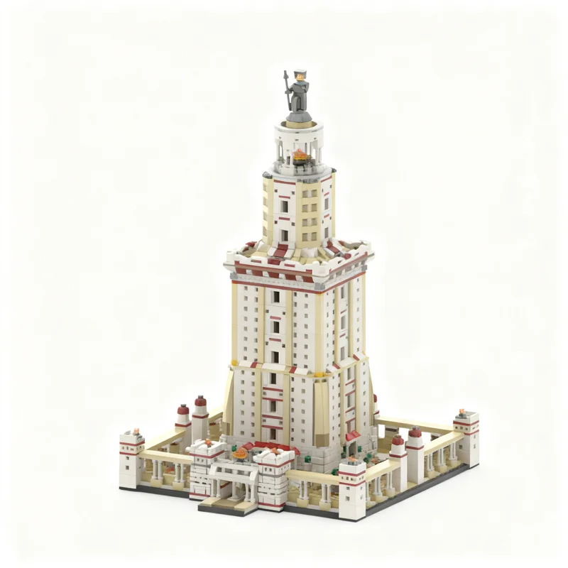 4057pcs MOC Architecture Pharos - Lighthouse Alexandria Short Version Model Building Blocks Toy Architecture Christmas Gift Idea