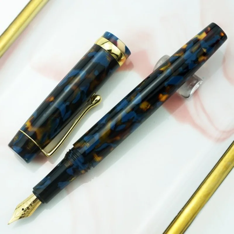 A+ Jinhao Acryl Blauer Füllfederhalter Schöner Tintenstift mit Konverter EF/F/gebogener Stift