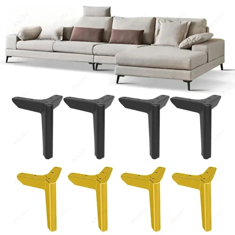 Patas de sofá de 4 piezas para muebles, patas de Metal, negro, dorado, para TV, armario, cama, mesa de centro, escritorio, taburete, silla, 8/10/12/15cm