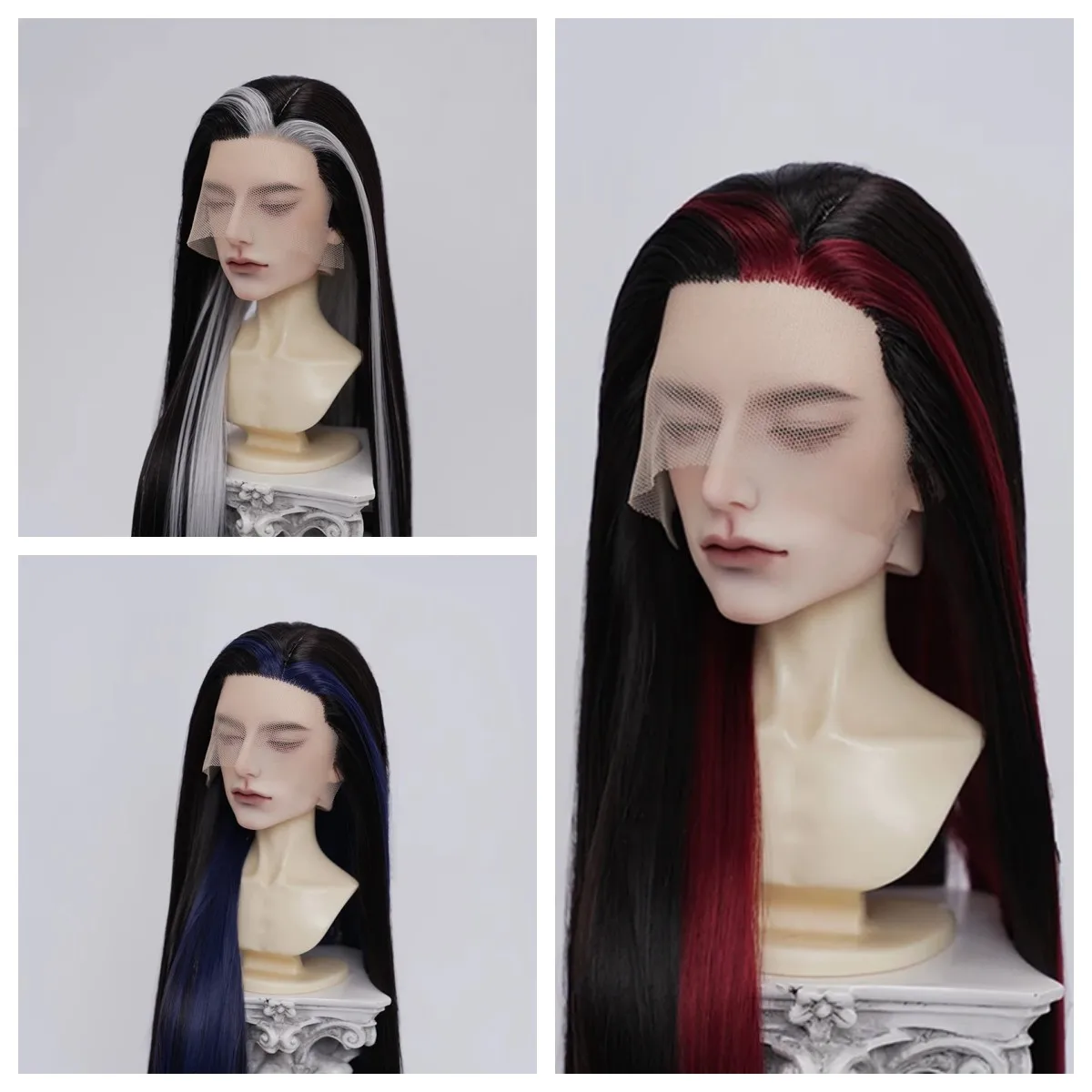 

1/3 Doll's Wig for 60cm Bjd Doll Ancient Style Color Blocking Long Straight Hair Girl Toy Dress Up Doll Accessories, No Doll