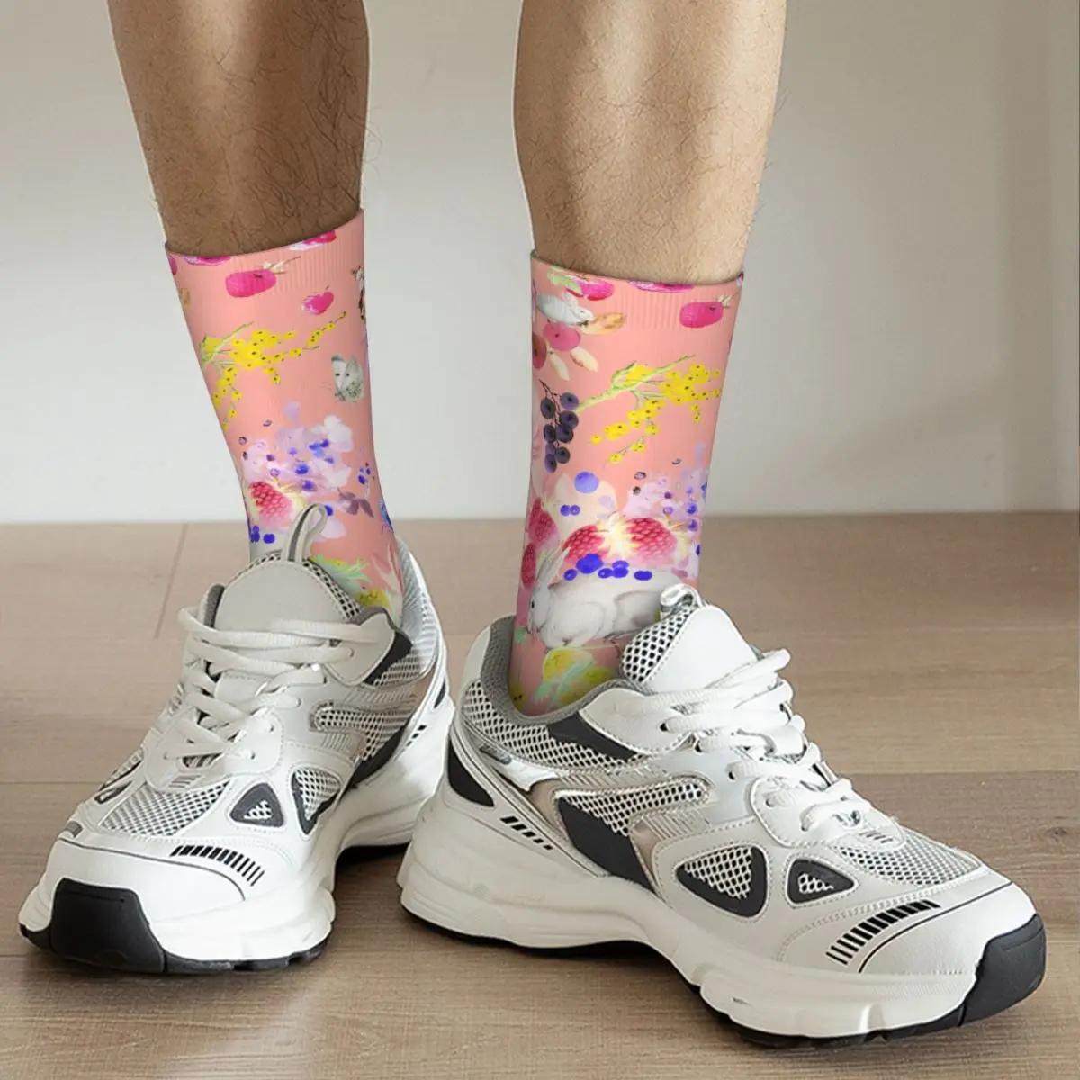 Chaussettes de compression rétro unisexes pour hommes, motif imprimé lapin doux, chaussettes fantaisie Crew, Harajuku