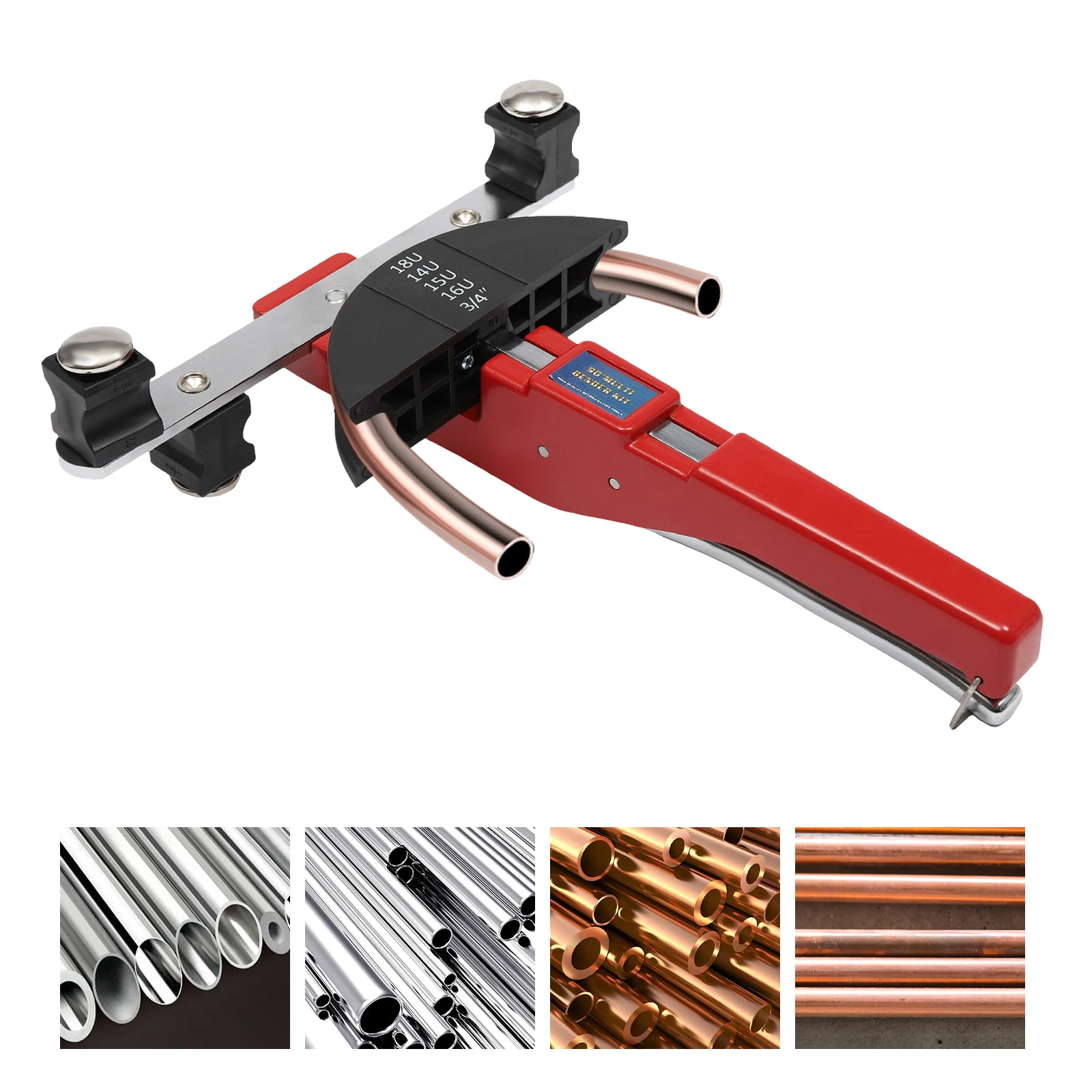 Image of 90 ° Manueller Rohrbieger 6-22 mm Kupferrohr-Biegewerkzeug-Set mit 7 Biegewerkzeugen für Messing, Aluminium, Druckanschluss-Systemrohre