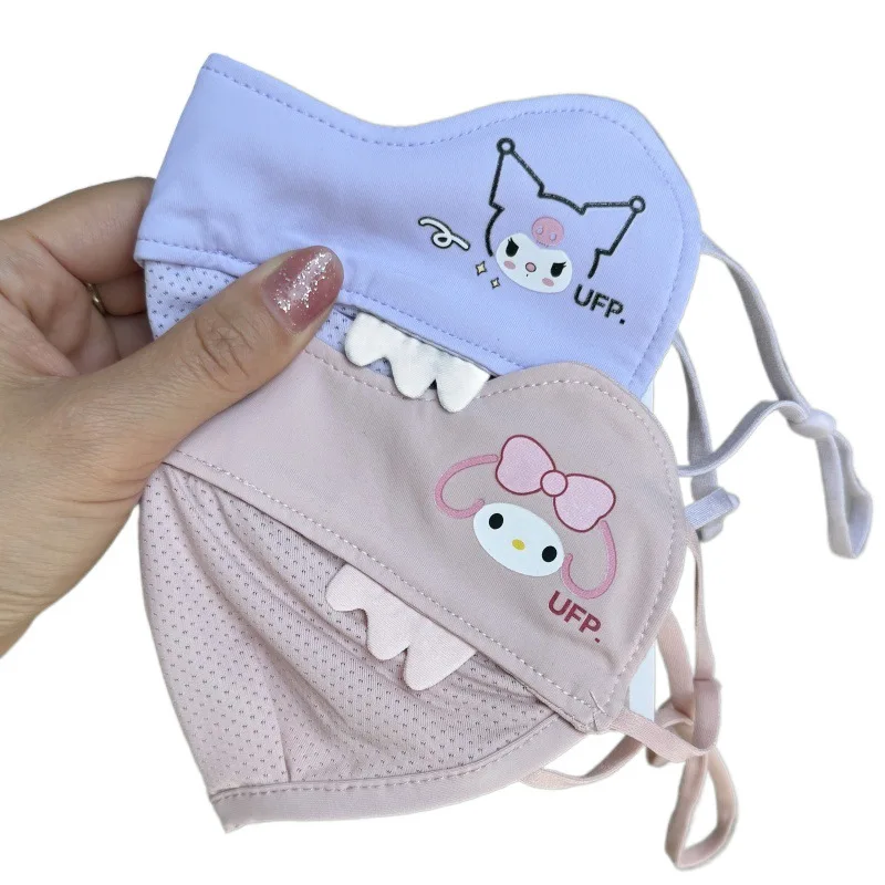 Miniso 어린이용 자외선 차단제 마스크 여름 얼음 실크 얇은 통기성 3 ~ 12 소녀용 귀여운 마스크 자외선 방지 세탁 가능