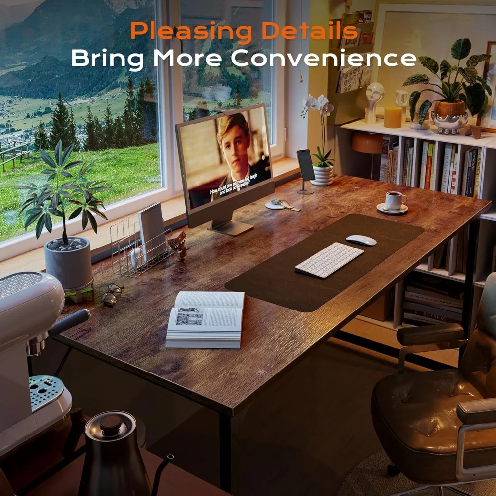 مكتب ألعاب ومكتب كبير مقاس 54 × 24 بوصة للاستخدام المنزلي والدراسة وغرفة النوم مع سطح عمل واسع