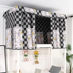 Printed Dormitory Bed Curtains With Rope and Clasp College Single Bed Shade Cloth For 4/4.5 Inch Student Dormitory Bed Canopy