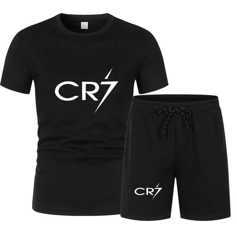 Mens Sets 2024 Summer Suit CR7 T Shirts and Shorts Fashion Football Basketball Jogging Fitness Gym Outfit Clothes Short Set Men