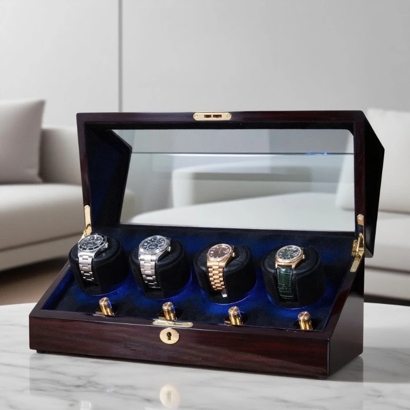 Luxury Watch Winder Mechanical Watches Automatic Winding Rotating Watch Box Safe Silent Motor Wooden Watch Winders Men's Gift