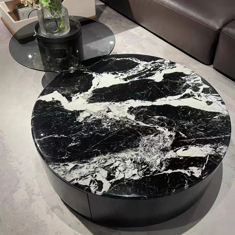 Italian light luxury round coffee table, size combination modern simple coffee table
