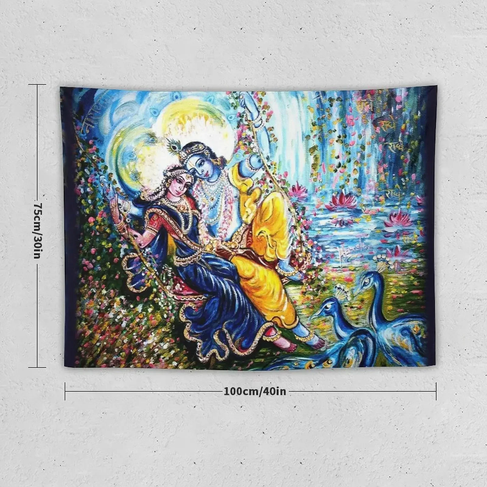 Radha Krishna Jhoola Leela Tapestry Wall Hangings Decoration Bathroom Decor House Decorations Bedroom Decor Aesthetic Tapestry