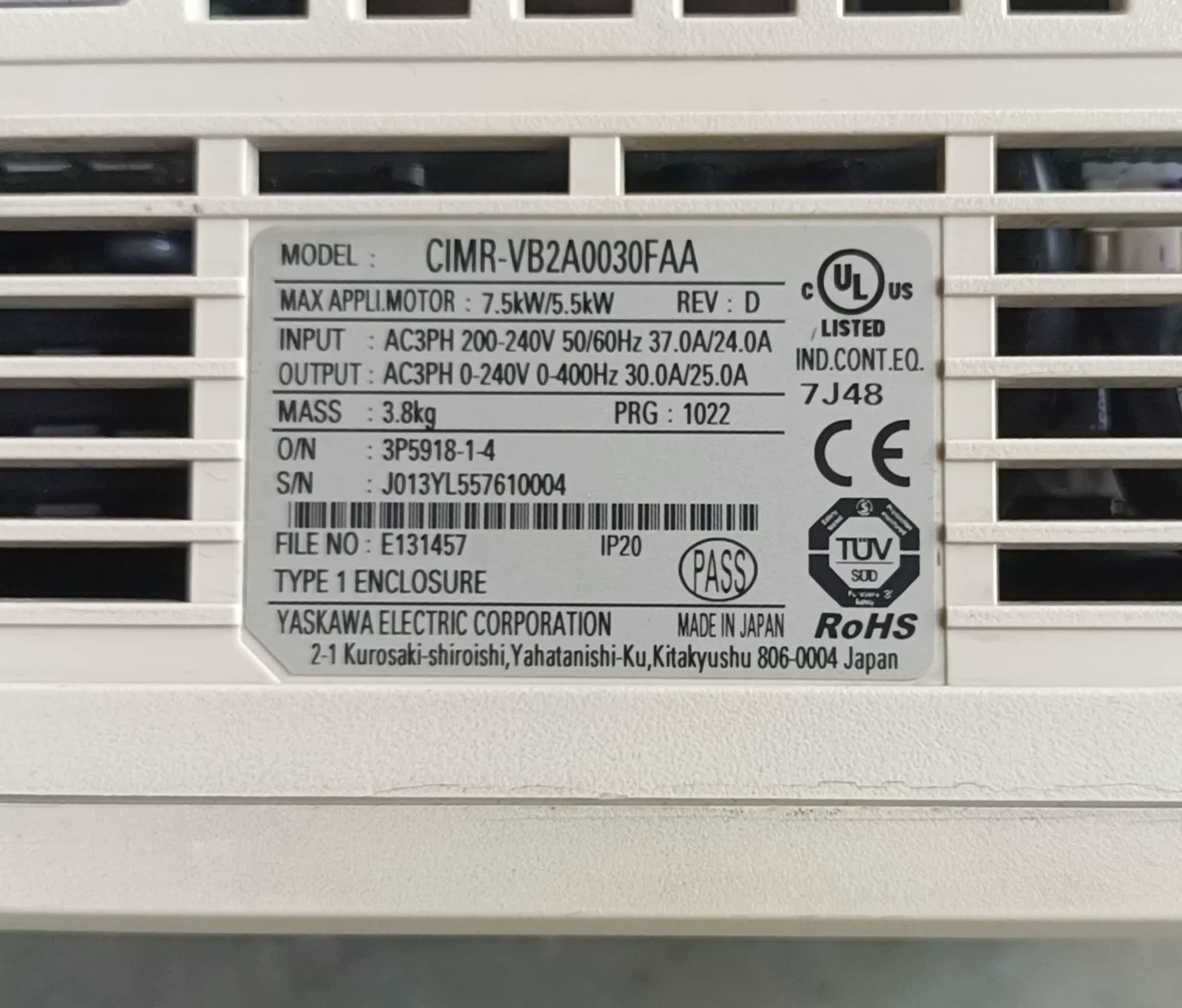 CIMR-VB2A0030FAA Brand New Frequency Converter Original Genuine，Fast shipping，CIMR VB2A0030FAA