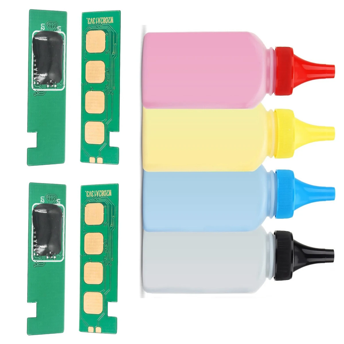 4Pcs Toner Pwoder and Reset Chip for HP W2060A W2070A W2080A W2090A 116A 117A 118A 119A Color 150a 150w 150nw MFP 178nw 179fnw