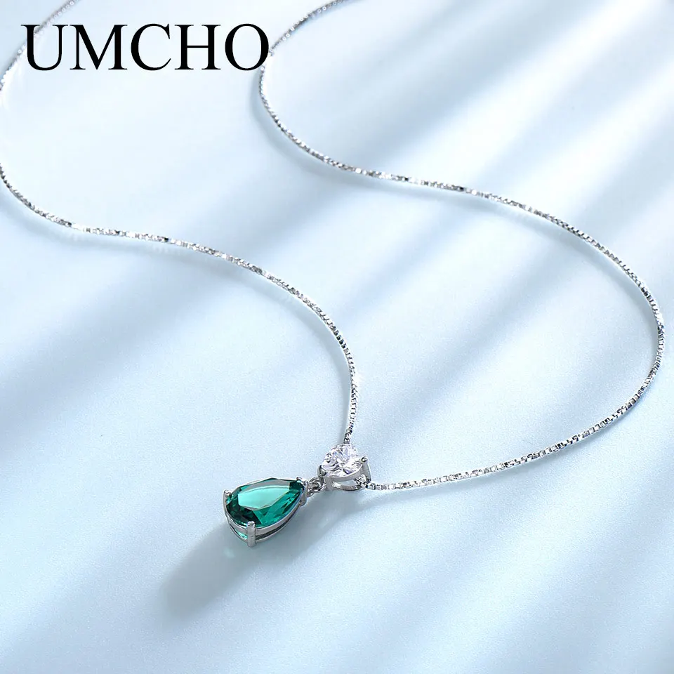 

8*12mm Emerald Pendant S925 Silver Necklace for Women Water Drop Pendants New 2025