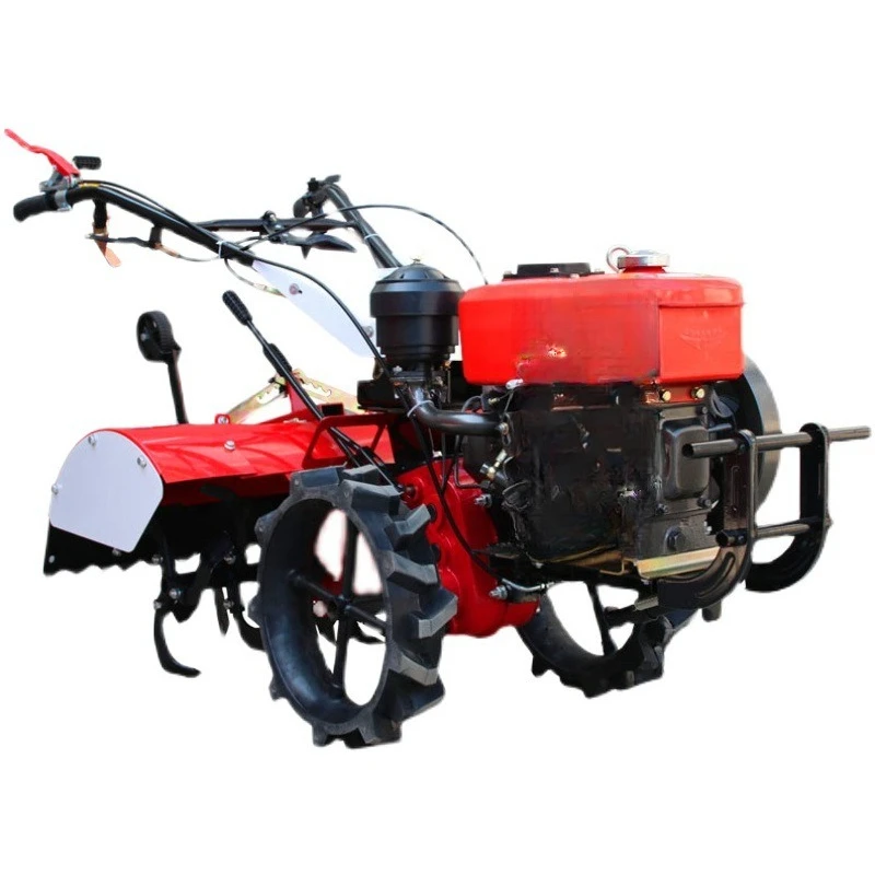 

Four-wheel drive micro-tiller, field plowing machine, small household agricultural land plowing machine, diesel rotary tiller