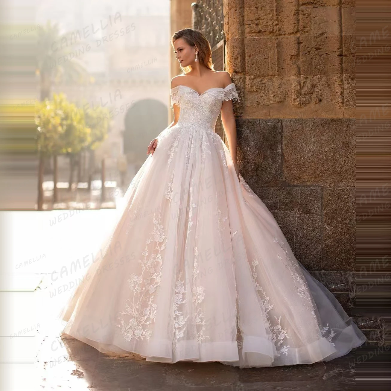 Robes de mariée élégantes pour femmes, appliques A-ligne, chérie sexy, tulle moelleux, patients de princesse, quel que soit