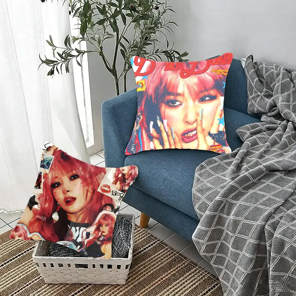 Gentle Kpop Idol K-Kang Seul-gi Cushion Cover Fluffy velvet Nordic style plush Living room sofa decorative