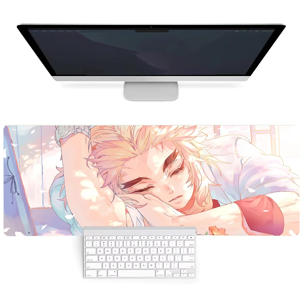 Kyojuro Rengoku Anime Demon Slayer Non-slip Mouse Pad Suitable For Office Computers Laptops E-sports Game Desk Mats XXL Keyboard