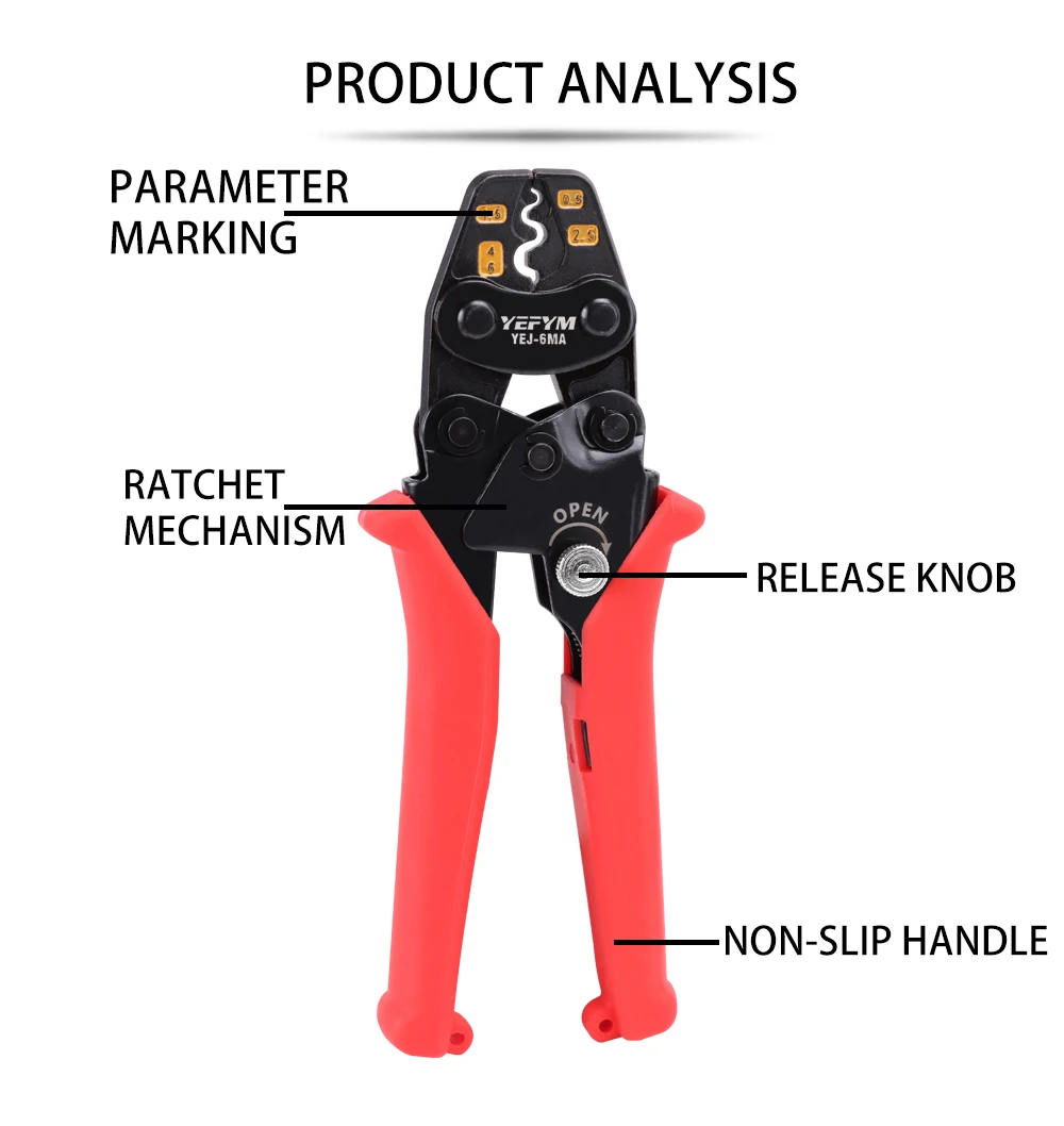 Insulated Terminals & Non-Insulated Terminals Cold Crimping Pliers Multifunctional Ratchet Crimping Tool YEJ-16MA/6MA/1MA