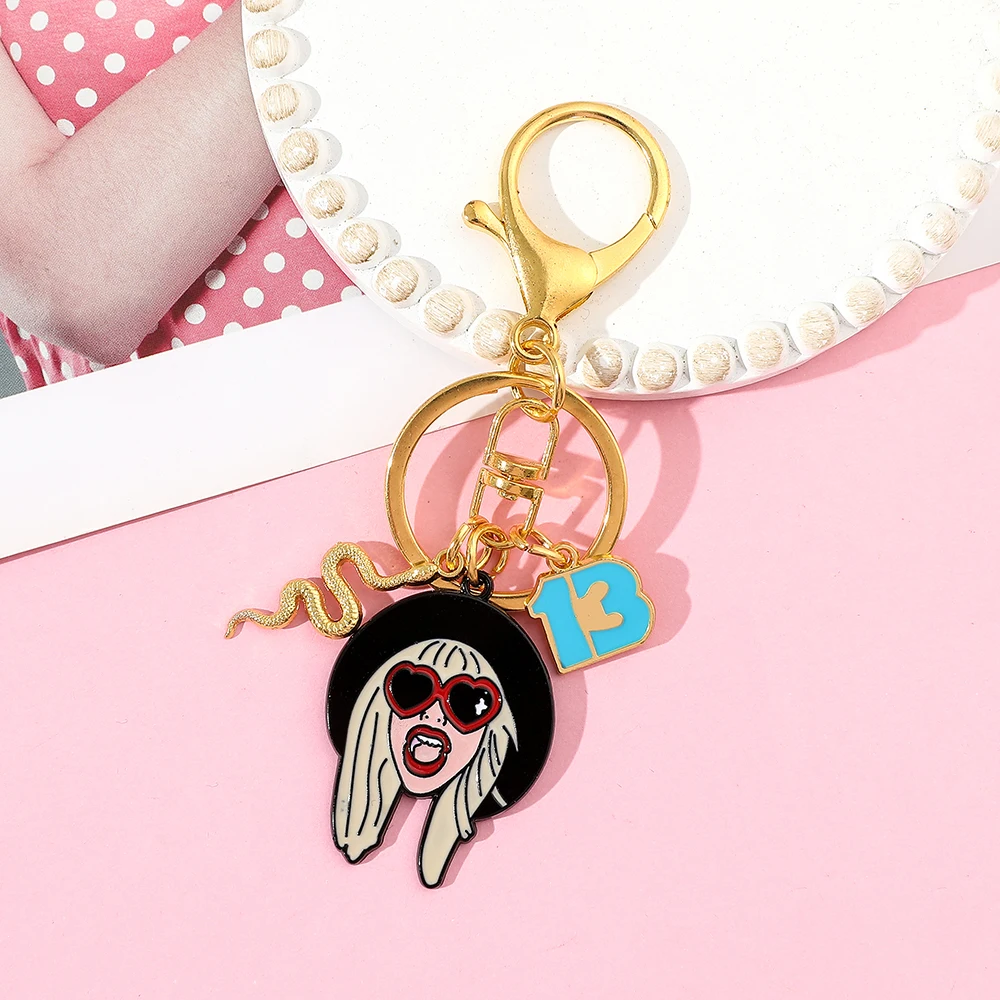 Fashion Star Singer Taylor Cartoon Keychain Pendant Creative for Fans Backpack Accessories Charm Gifts