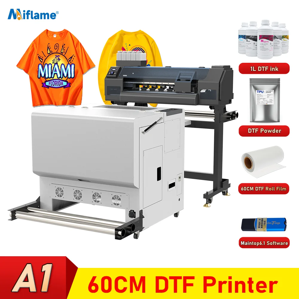 60CM DTF Printer For Epson Dual XP600 Print head impresora dtf a1 with Powder Shaker Machine For Textile tshirt Printing Machine